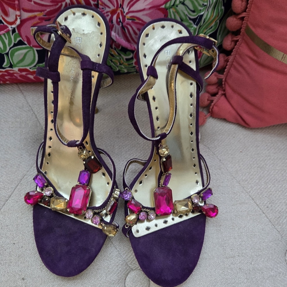 BCBGeneration Purple Jewel-Embellished Heels